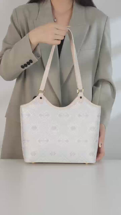 Intricate Butterfly Brocade Vegan Eco-Leather Tote Clutch Bag