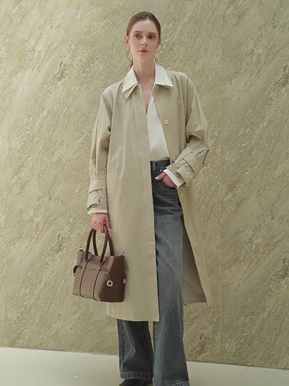 Italian Luxury Plain Genuine Leather Cowhide Large Tote Crossbody Bag
