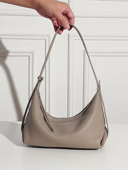 Casual Slouchy Pebbled Genuine Leather Hobo Clutch Bag