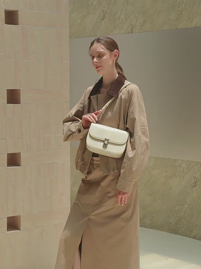 Vintage Sleek Plain Cowhide Genuine Leather Shoulder Messenger Bag
