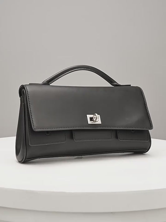 Damen-Schulterhandtasche aus echtem Leder mit Schlossverschluss
