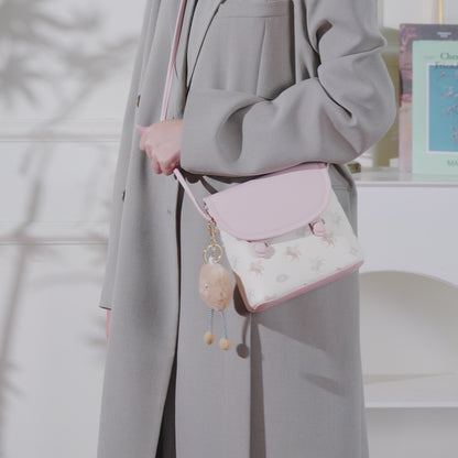 Whimsy Pegasus Pattern Vegan Eco-Leather Mini Flap Clutch Bag