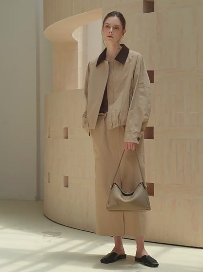 Nonchalant Lychee-Grain Genuine Leather Crossbody Hobo Bag