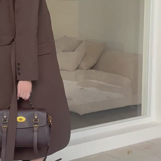 Classic Buckle-Detail Leather Satchel with Braided Handle