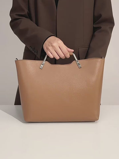 Genuine Leather Arch-Handle Minimalist Commuter Crossbody Bag
