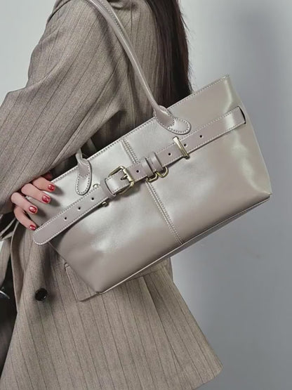 Bolso Tote con Cinturón de Cuero Genuino Ash Etéreo para Mujer