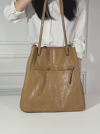 Artisanal Soft Genuine Leather Tote Clutch Bag