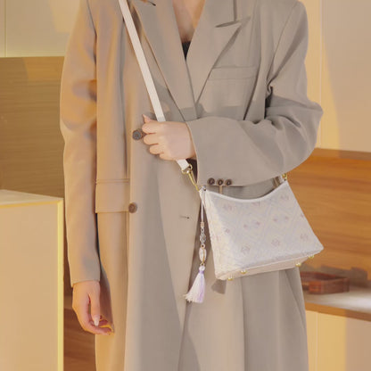 Graceful Geometric Vegan Eco-Leather Clutch Bag with Tassel Charm