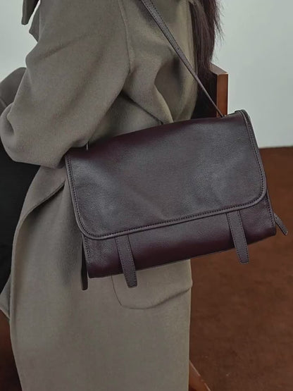 Vintage Flap Messenger Genuine Leather Bag - Large Capacity Versatile 2-Way Carry Satchel