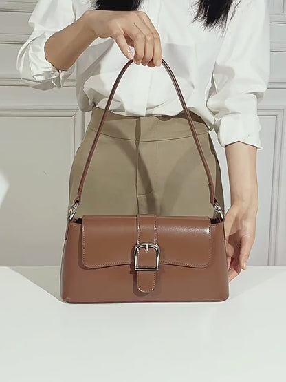 Retro Genuine Leather Baguette Clutch Bag