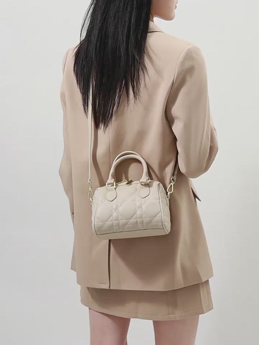 Damen-Boston-Clutch aus echtem Leder, gesteppt