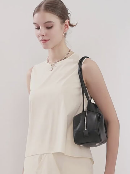 Women's Genuine Pebbled Leather Shoulder Handbag