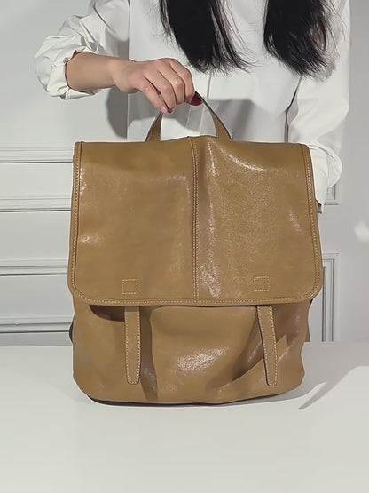 Vintage Casual Genuine Leather Flap Backpack