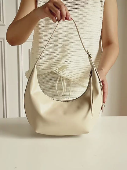 Niche Timeless Genuine Leather Dumping Bag With Unique Oil Waxed Patina